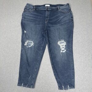 Lane Bryant Womens 24 Boyfriend Jeans Mid Rise Flex Magic Waistband Distressed